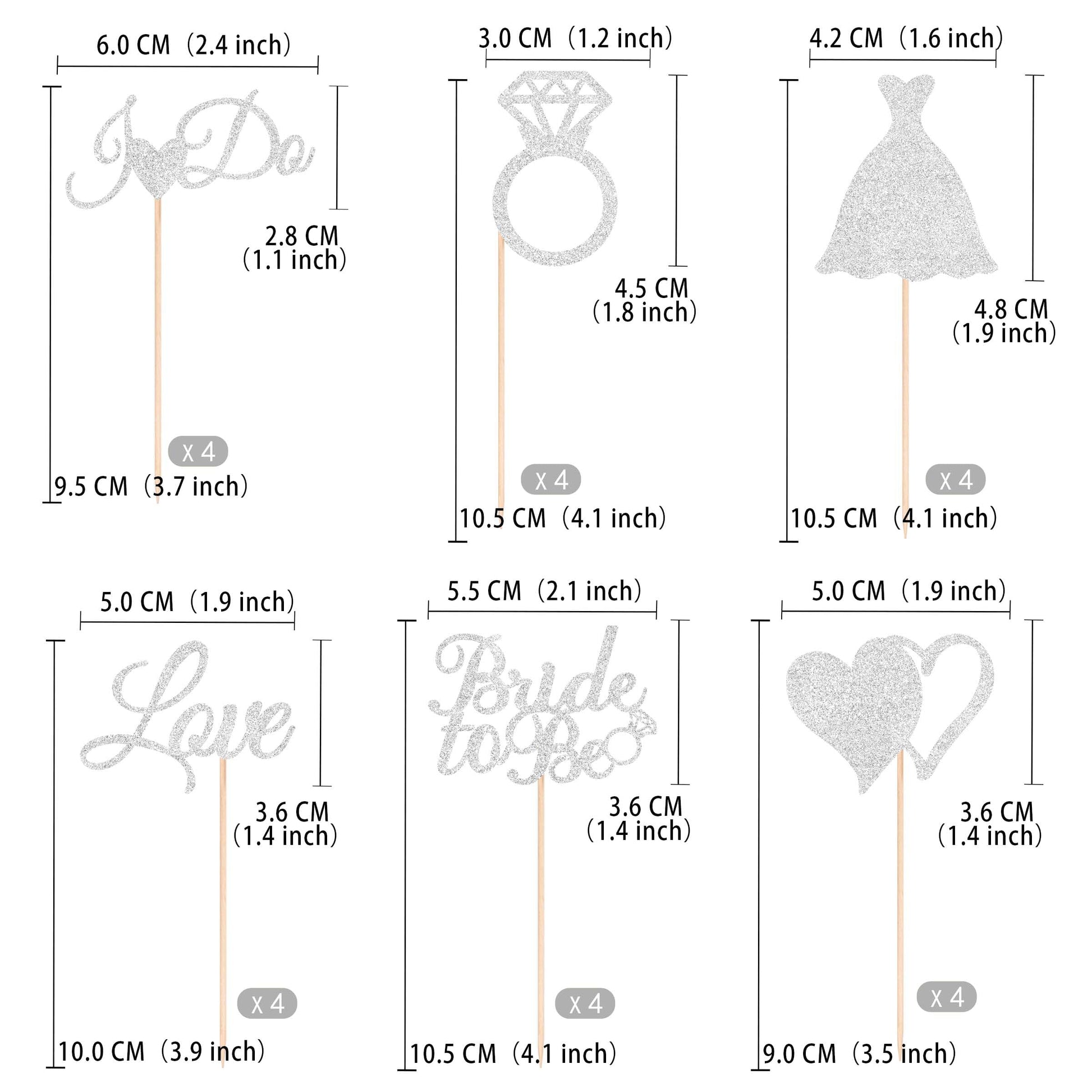 Gexolenu 24 Pcs Bride To Be Cupcake Toppers Silver Glitter