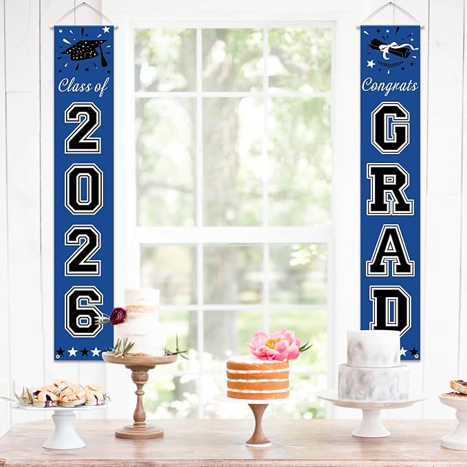 DAZONGE 2026 Graduation Decorations Blue, Congrats Grad Porch Banner