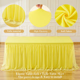 Yellow Tulle Tablecloth for 6 Foot Rectangular Tables 6ft Yellow