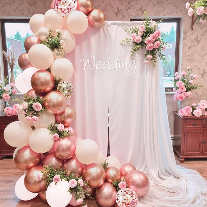 147PCS Rose Gold Balloon Garland Arch Kit Pearl Rose Gold Metallic