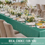 Breling 24 Pack Green and Gold Disposable Plastic Tablecloths and