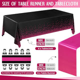 Breling 12 Pack Black and Hot Pink Disposable Plastic Tablecloths and