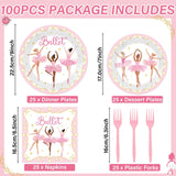 Qyeahkj 100 Pcs Ballerina Birthday Party Decorations for Ballet Plates