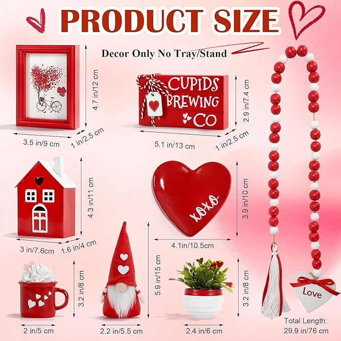 Valentine's Day Decorations 8 PCS Tiered Tray Decor Set Cute