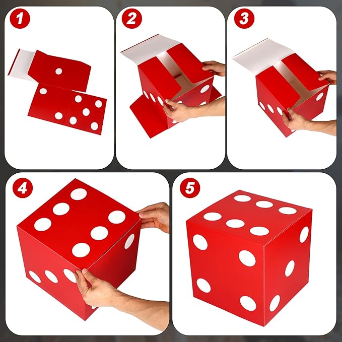6pcs Large Dice Favor Boxes 11x11x11 Inch Casino Theme Party