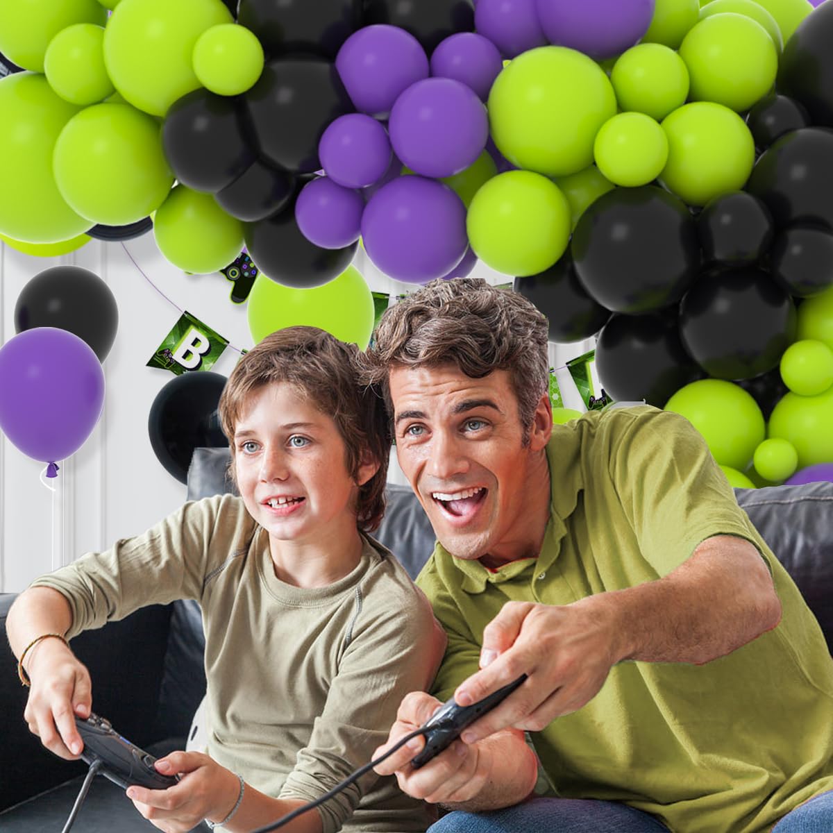 Lime Green Purple Black Balloon Garland Kit, 122PCS Black Purple Fruit