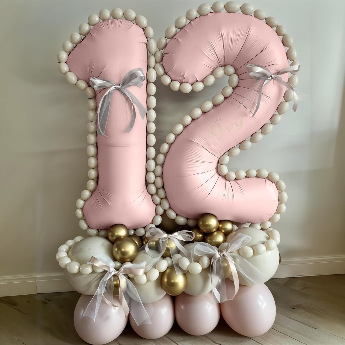 40 Inch Dusty Pink Balloon Number 2, Blush Pink Gold Beige Latex