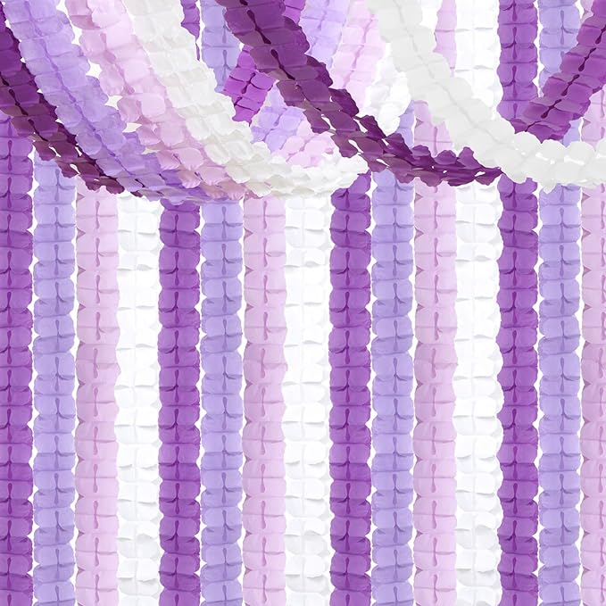 Purple White Lavender Party-Decorations Streamers-Garland - 12pcs
