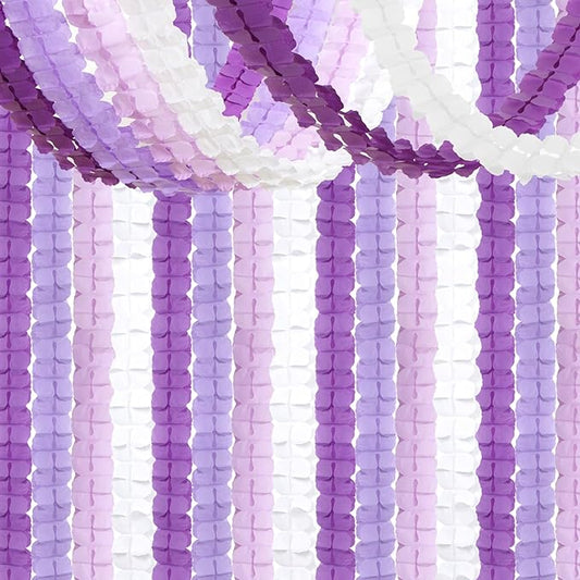 Purple White Lavender Party-Decorations Streamers-Garland - 12pcs