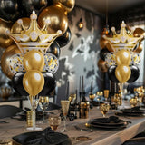 2 Set Black and Gold Balloon Stand Kits Gold Crown Balloons Sticks