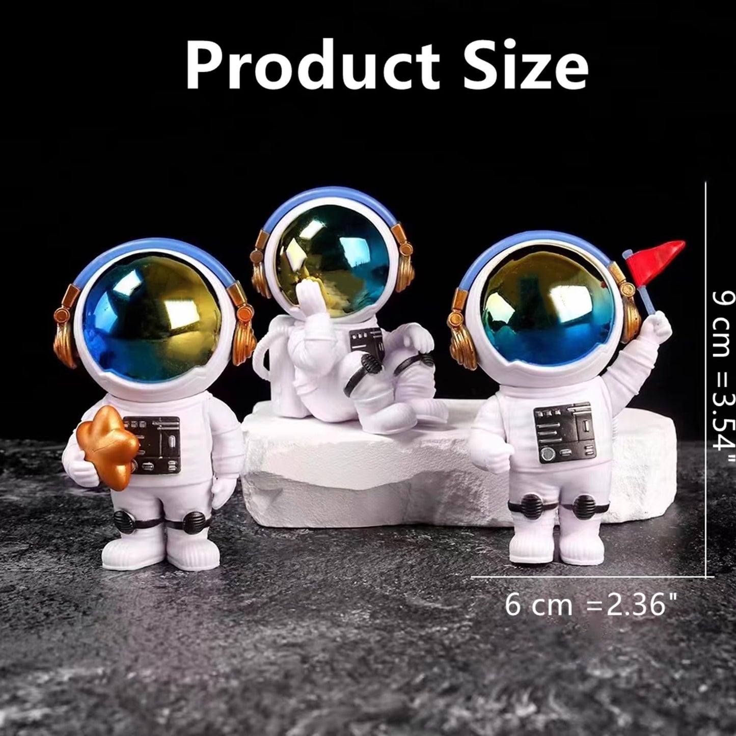 Ni-JASW Gradient Astronaut Statues Set of 3, Spaceman Sculpture