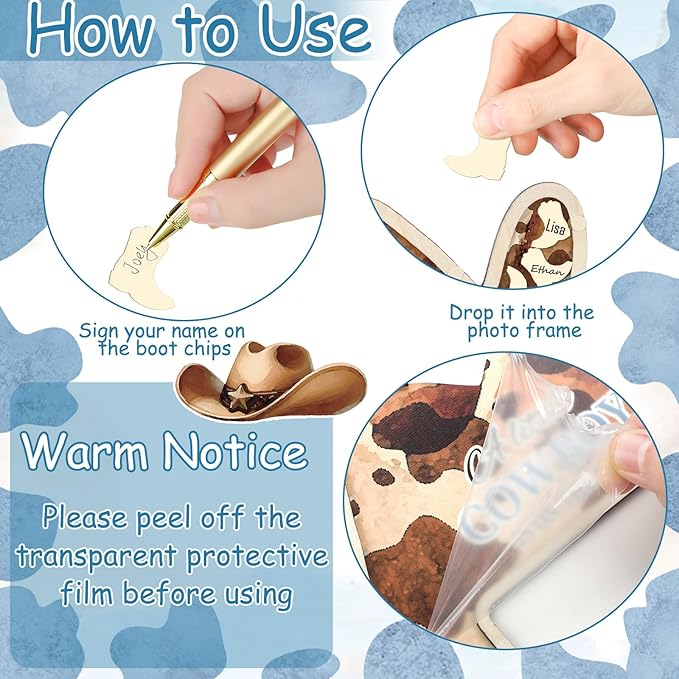 63 Pcs Cowboy Baby Shower Guest Book Alternatives Set Baby Shower