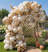 Sand White Gold Balloon Arch Kit - 165Pcs Different Size Beige Nude