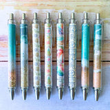 8PC Glittery Beach Pens Cute Sparkly Sea Shells Coconut Trees Sea
