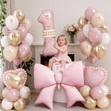 Dusty Pink Balloon Number 1 for 1st Birthday Decorations Girls Blush