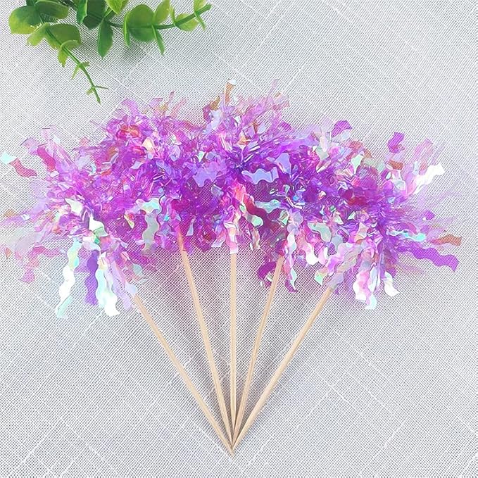 Gyufise 30Pcs Foil Firework Cupcake Toppers Happy Birthday Cake Topper