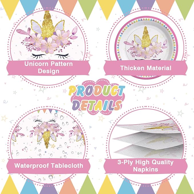 Unicorn Birthday Decorations for Girls 170 Pcs Unicorn Party