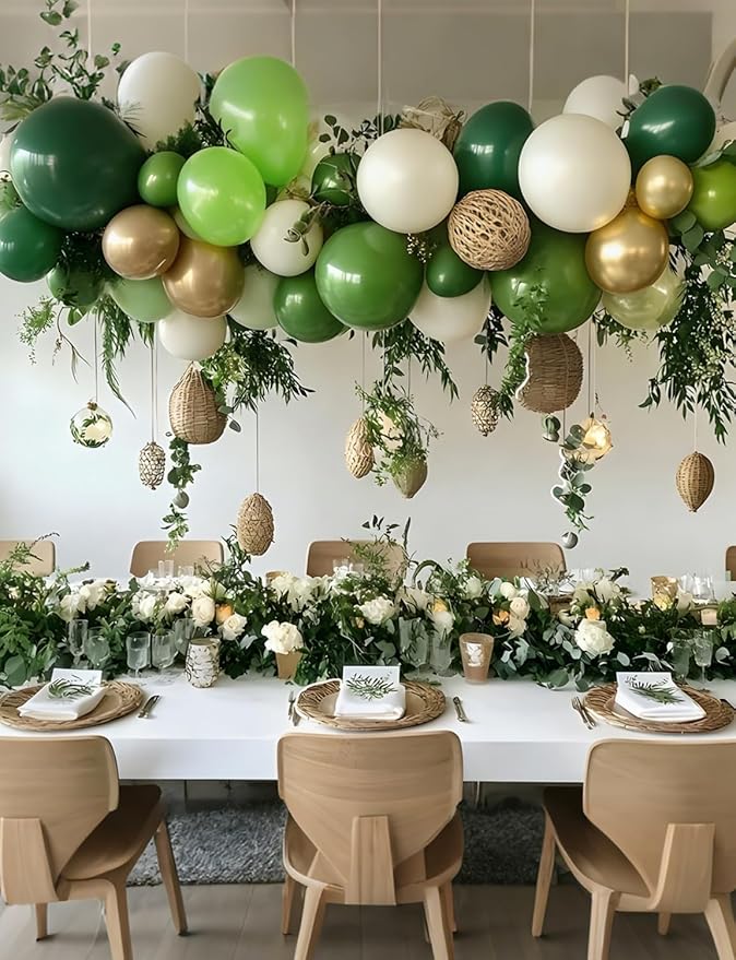 Green and Gold Balloons, 60Pcs 12Inch Different Shades Green Balloon