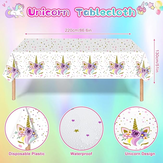 Unicorn Birthday Decorations Party Supplies for Girls Purple Unicorn