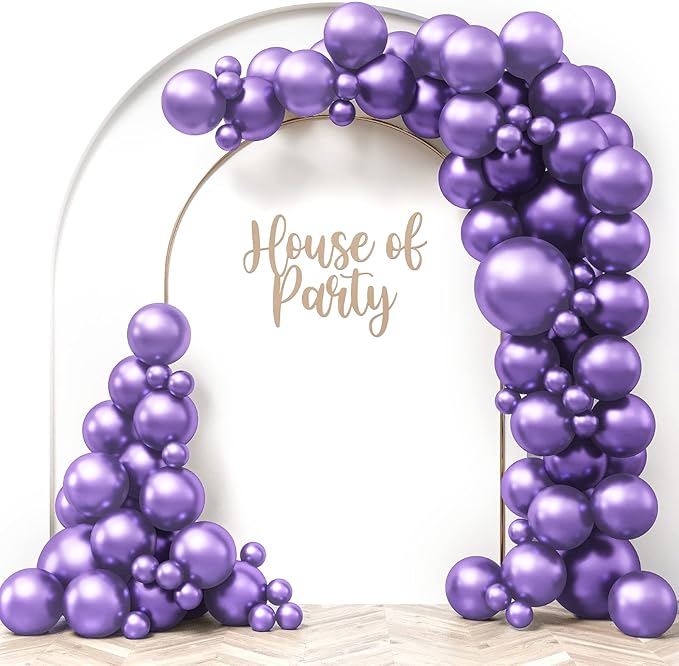 HOUSE OF PARTY Metallic Purple Balloons - Purple Balloon Garland Kit,
