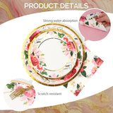 168Pcs Paper Plates Floral Rose Gold Party Plates and Napkins