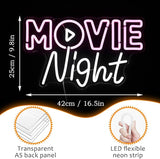 Movie Night Neon Sign LED Pink White Neon Light for Wall Decor