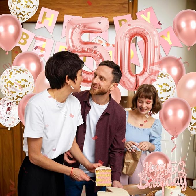 50th Happy Birthday Party Decoration Rose Gold Birthday Decorations