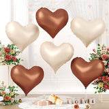 Paready 24 Inch Beige Brown Heart Balloons, Coffee Apricot Heart