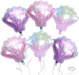 Biapian Sea Shells Balloons, Large Mermaid Shells Foil Balloon, 6 Pcs