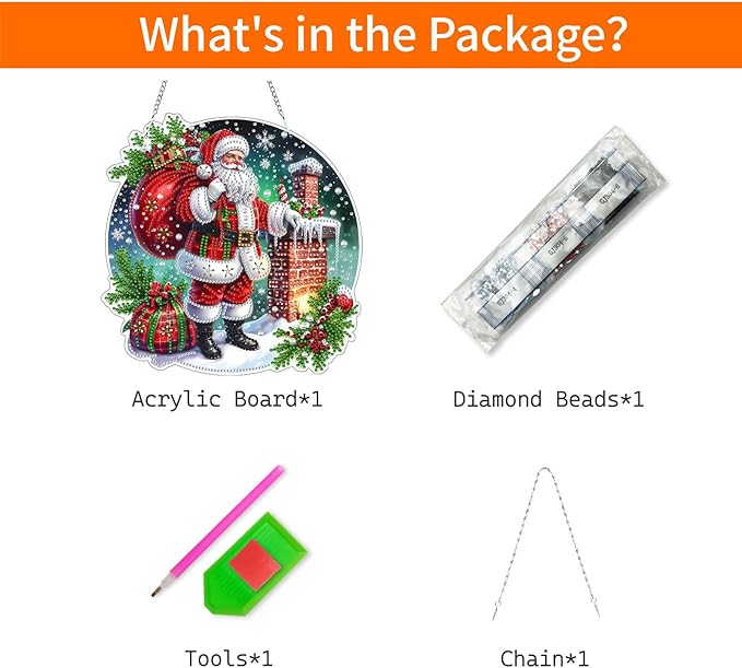 VODAPYC Christmas Diamond Art Hanging Kit for Adults, DIY Double