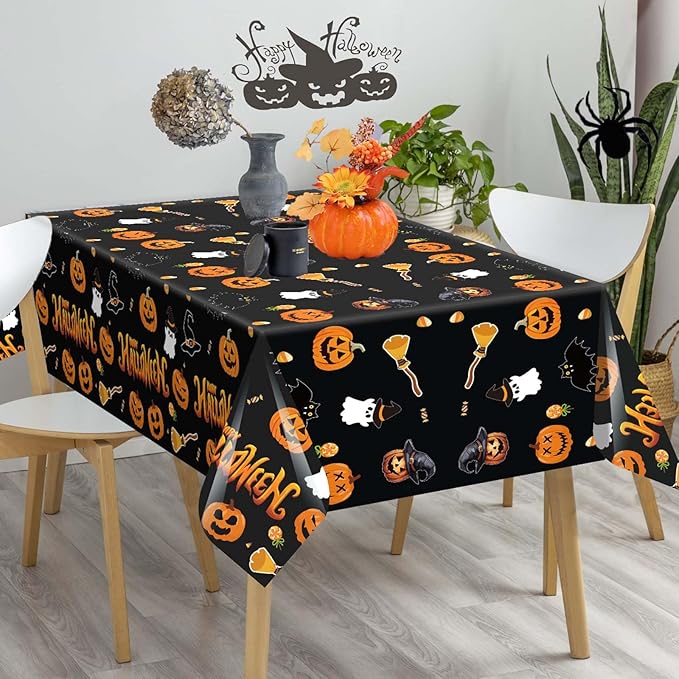 3 Pack Halloween Tablecloth Rectangle 54 x 108 Plastic Table Cloth