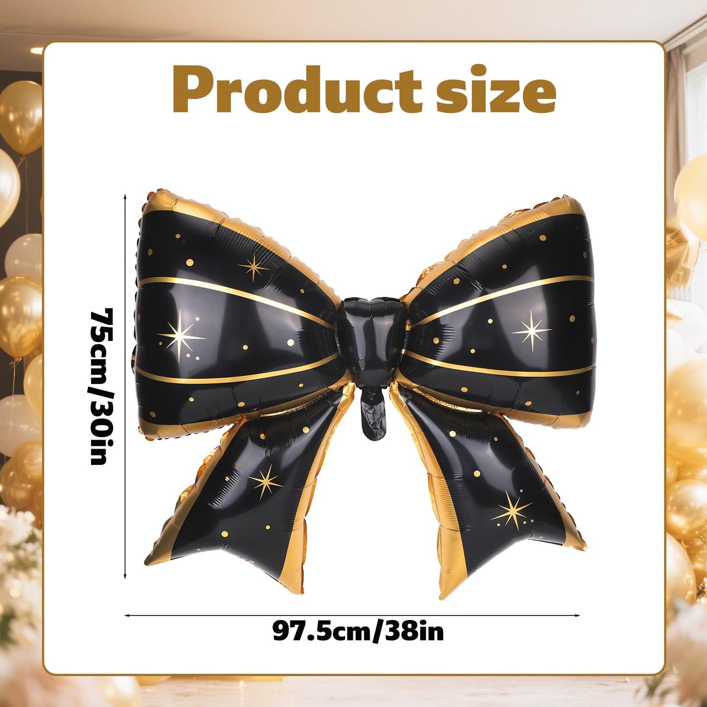 4Pcs Giant Bow Balloons, 97.5cm/38in Big Elegant Coquette Theme Star D