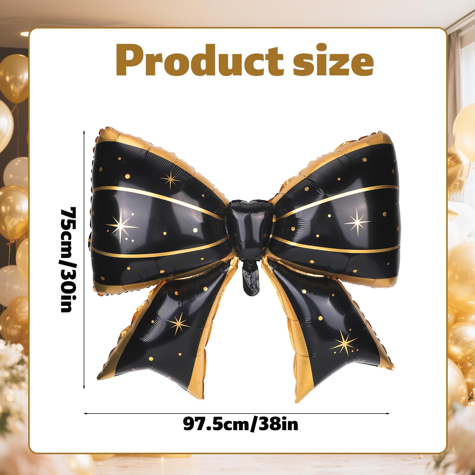 4Pcs Giant Bow Balloons, 97.5cm/38in Big Elegant Coquette Theme Star D