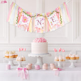 Kriyokiaa Highchair Banner 1st Birthday Girl Floral and Butterfly