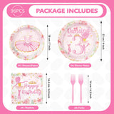 96Pcs Ballerina 3rd Birthday Decorations Cute Ballet 3rd Birthday