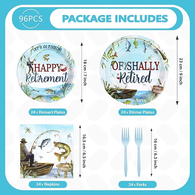 96 Pcs Ofishally Retired Decorations Fishing Themed Retirement Party