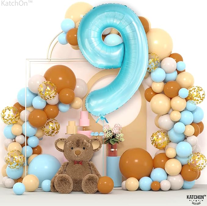 KatchOn, Giant Light Blue Number 9 Balloon - 40 Inch | Foil 9
