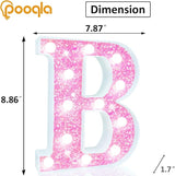 Pooqla LED Marquee Letter Lights, Light Up Pink Letters Glitter #13