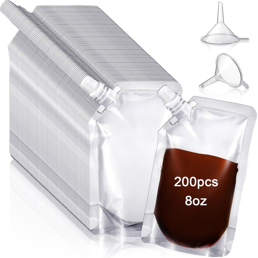 Meanplan 200 Pcs Reusable Plastic Pouches Bulk Squeeze Plastic Juice