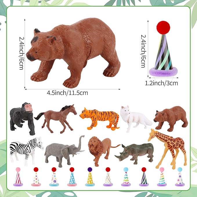 20 Pcs Jungle Animal Birthday Party Decorations Safari Animals