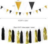Black Gold Graduation Party Decorations 23pcs Kits Farewell Tissue