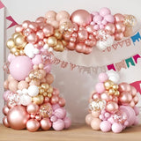 Rose Gold Balloons Arch Garland Kit 164pcs Pastel Pink Chrome Gold