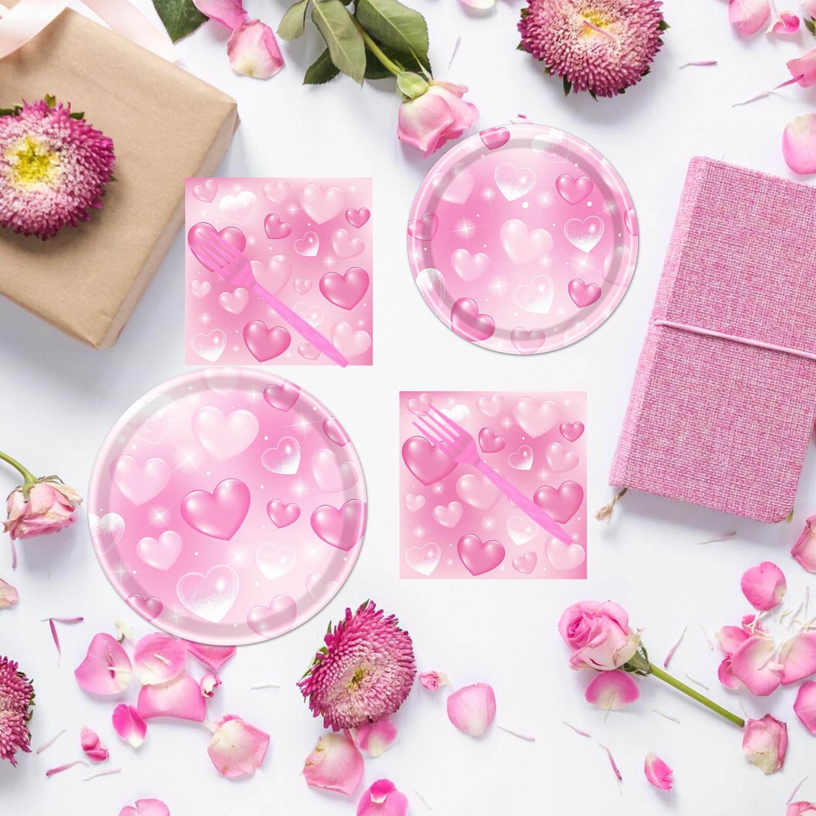 Rakuto 96PCS 2000s Party Decorations - Y2k Heart Disposable Paper