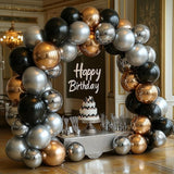 Bezente Black Silver Confetti Latex Balloons,60pcs 12 inch Black