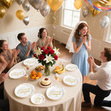 96Pcs Happy Engagement Party Supplies White Gold Diamond Ring Plates