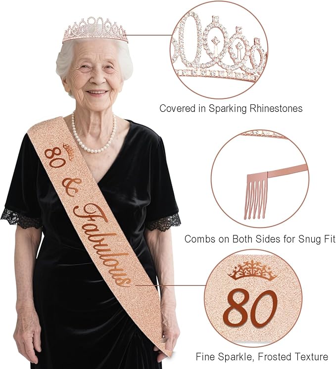80th Birthday Decorations for Women 32PCS 80th Birthday Party
