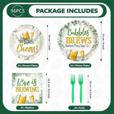 96Pcs Bubbles and Brews Bridal Shower Party Decorations Sage Green