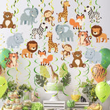 Safari Animal Party Streamers 48 Pcs Jungle Theme Hanging Swirl
