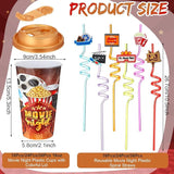 16 Sets Movie Night Party Favors Goodie Cups with Lids and Straws