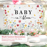 Wildflower Baby in Bloom Backdrop Banner Baby Shower Decorations for